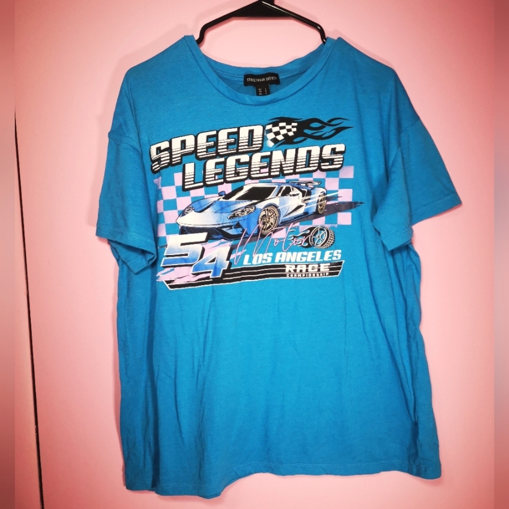🔥Blue Race Car Graphic T-Shirt